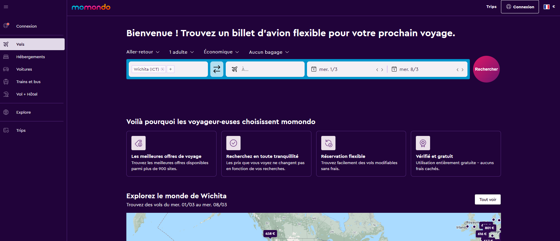 La home page de Momondo